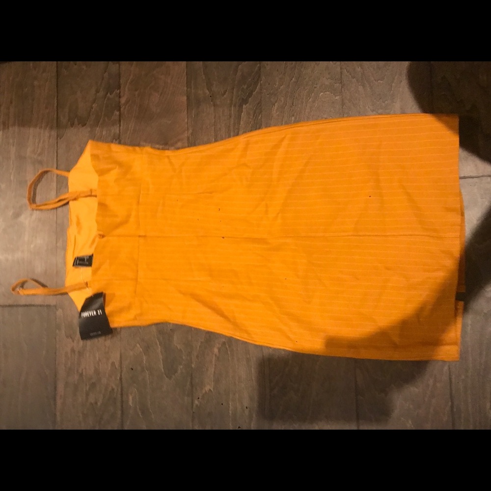 Dandelion yellow dress with slit spaghetti straps